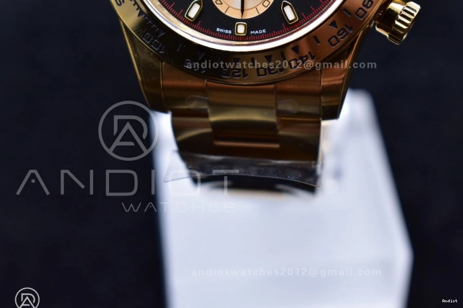 Best 1:1 Black Markers Clean 116505 Bracelet Daytona Edition V2 YG Dial SA4130 on YG 0212